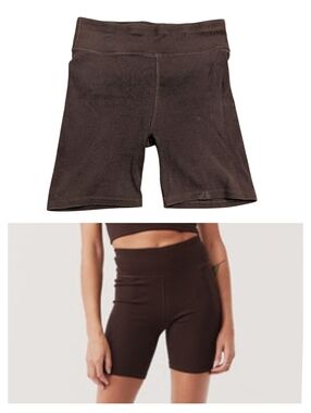 Pact Women's Organic Cotton Chocolate Ribbed Bike Short Size Large